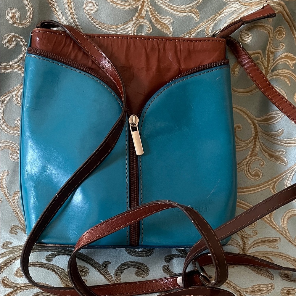 Stylish Blue and Brown Women's Crossbody Bag